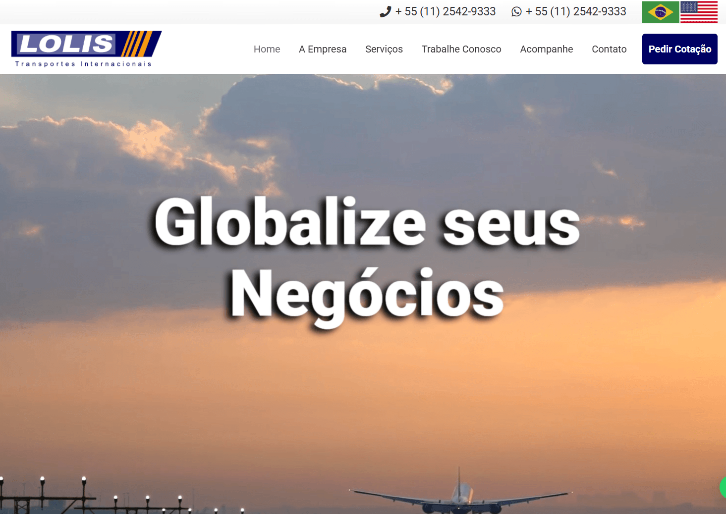 Site da Lolis Transportes Internacionais